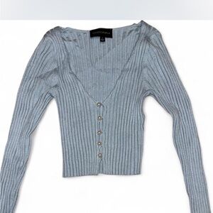 Baby blue Button-Up Ribbed Sweater